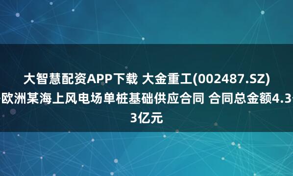 大智慧配资APP下载 大金重工(002487.SZ)签署欧洲某海上风电场单桩基础供应合同 合同总金额4.3亿元